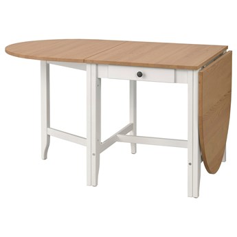 IKEA GAMLEBY Stół z opuszczanym blatem, bejca jasna patyna/biały, 67/134/201x78 cm