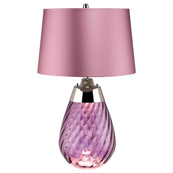 SELSEY Lampa stołowa Leensy z satyny średnica 35 cm śliwkowa