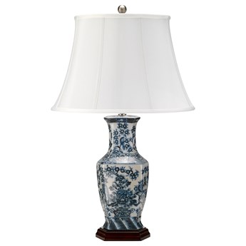 SELSEY Lampa stołowa Bloen z porcelany klasyczna biała/niebieska