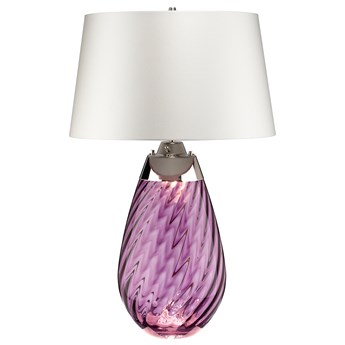 SELSEY Lampa stołowa Leensy z satyny średnica 46 cm biała/śliwkowa