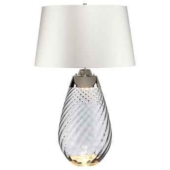 SELSEY Lampa stołowa Leensy z satyny średnica 46 cm biała/szara