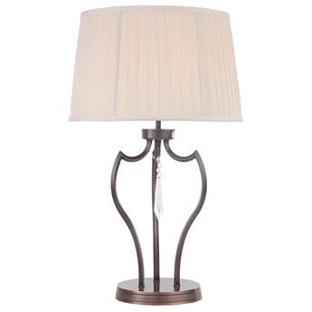 SELSEY Lampa stołowa Prilam z kryształem biała/ciemny brąz