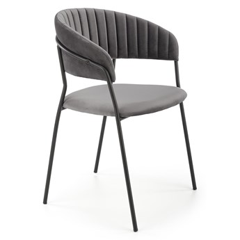 Krzesło tapicerowane velvet szare K426 na czarnych nogach