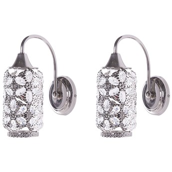 Beliani Zestaw 2 lamp ściennych wzór kwiatowy srebrna metalowa kinkiet styl romantyczny glam