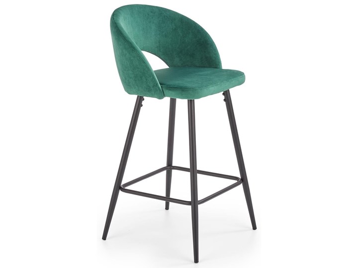 Hoker tapicerowany ciemna zieleń velvet H96 na czarnych stalowych nogach Tkanina Metal Welur Styl Industrialny