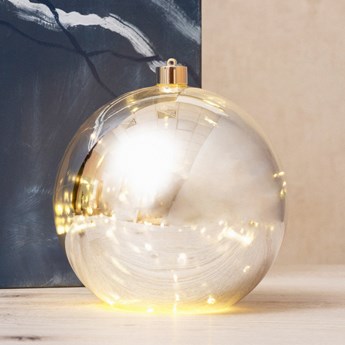 Bombka XMAS srebrna 20 LED na baterie 20x20 cm - Homla