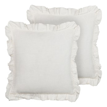Beliani Zestaw 2 poduszek dekoracyjnych złamana biel 45 x 45 cm zdejmowana poszewka ozdobne frędzle na sofę łóżko basic tradycyjny styl
