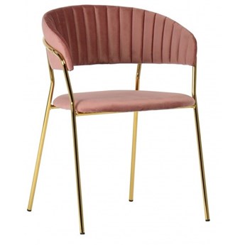 Krzesło glamour Goma velvet różowe, złote nogi