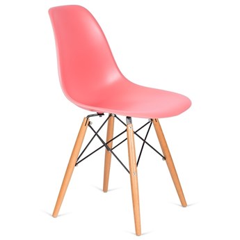 Krzesło z tworzywa DSW WOOD ciemna brzoskwinia, podstawa drewniana bukowa