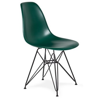 Krzesło z tworzywa DSR BLACK myśliwska zieleń, podstawa metalowa czarna