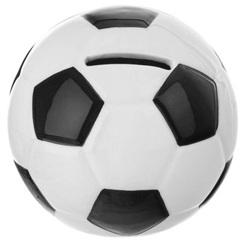 Skarbonka otwierana ceramiczna piłka nożna 10 cm (Biało-czarna)