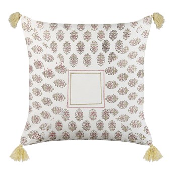 Beliani Poduszka dekoracyjna wielokolorowa bawełna 45 x 45 cm geometryczny wzór z frędzlami ręcznie wykonana zdejmowana poszewka wypełnienie w stylu boho