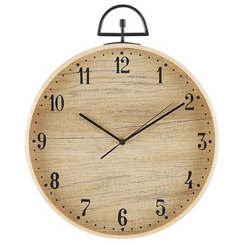 Beliani Zegar ścienny MDF jasne drewno 40 cm imitacja drewna retro