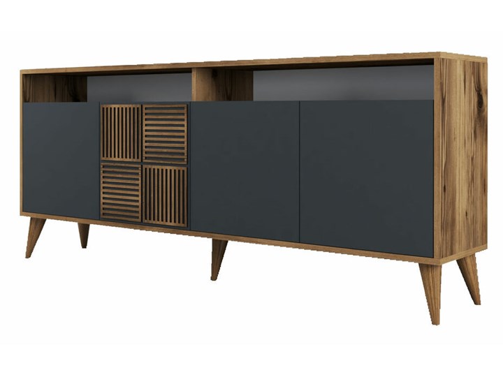 SELSEY Komoda Destur 4-drzwiowa orzech/szary Głębokość 35 cm Szerokość 180 cm Pomieszczenie Salon Płyta MDF Wykończenie Mat