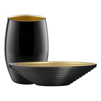Trend Glass Zestaw czarno-złoty wazon i misa dekoracyjna Great Gatsby