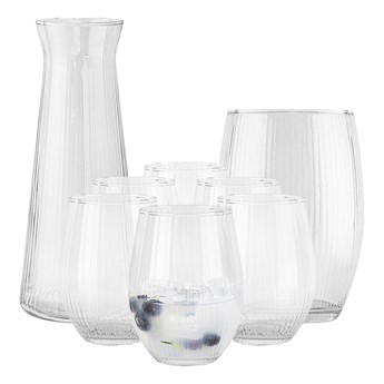 Trend Glass Zestaw prążkowany karafka, szklanki i wazon Lyra Luminous