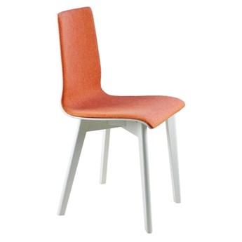 Krzesło drewniane białe LUKA SOFT W tapicerka pomarańczowa