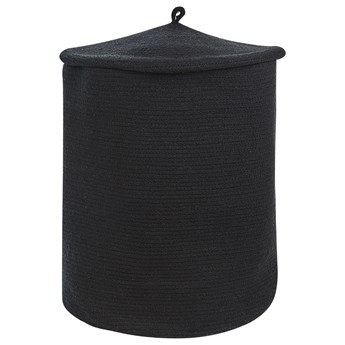Beliani Kosz czarny bawełniany materiałowy z pokrywą akcesoria do przechowywania boho