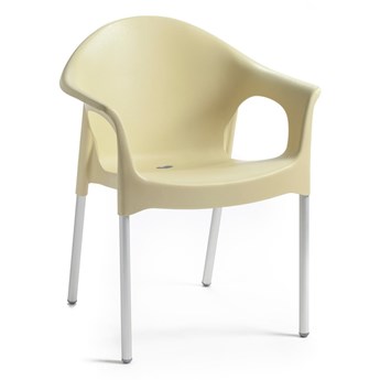 Beżowe plastikowe krzesło ogrodowe Lisa – Rojaplast