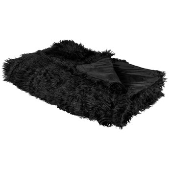 Beliani Narzuta na łóżko czarna ze sztucznego futerka 150 x 200 cm włochacz