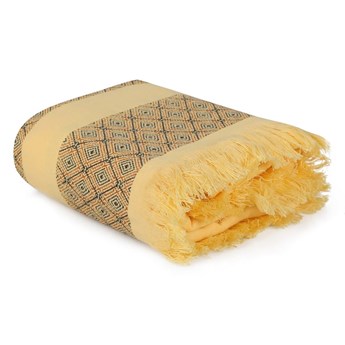 Ręcznik bawełniany żółty/brązowy 150x75 cm Twins - Foutastic