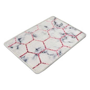 Biało-szary dywanik łazienkowy 60x40 cm Honeycomb − Foutastic