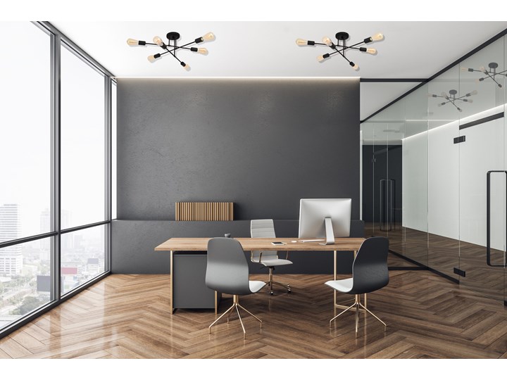Lampa przysufitowa CAMBRIDGE W-2022/6 BK/H Lampa designerska Metal Nieregularne Styl Industrialny