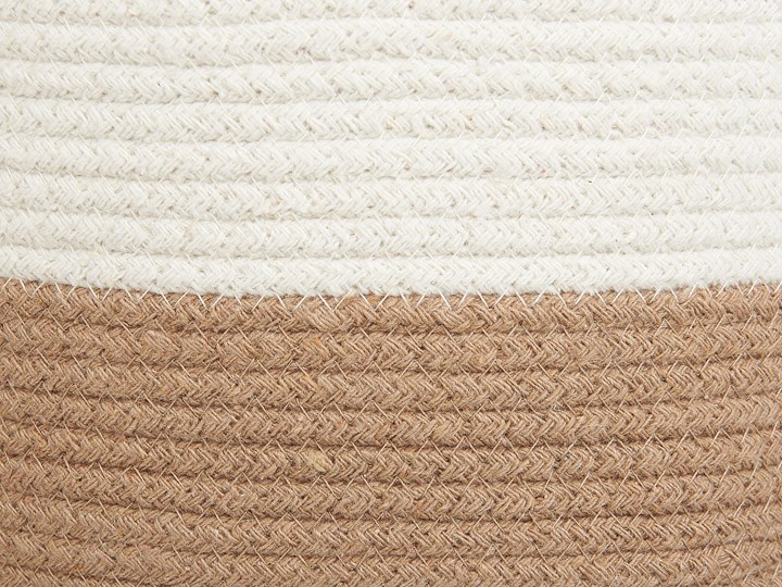 Beliani Zestaw 2 koszy do przechowywania beżowo-biały bawełniany kosz na pranie z rączkami pleciony Tkanina Kategoria Kolor Beżowy