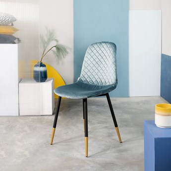 Krzesło NOIR welurowe niebieskie 44x52x85cm - Homla