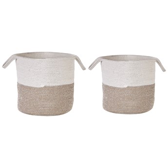Beliani Zestaw 2 koszy tekstylnych biały beżowy bawełna 35/33 cm do przechowywania ozdoba dekoracja boho