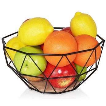 Koszyk na owoce i warzywa kosz metalowy miska loft 26 cm (Czarny)