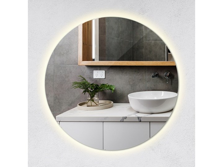 Lustro okrągłe do łazienki z podświetleniem LED fi 50 cm Styl Tradycyjny