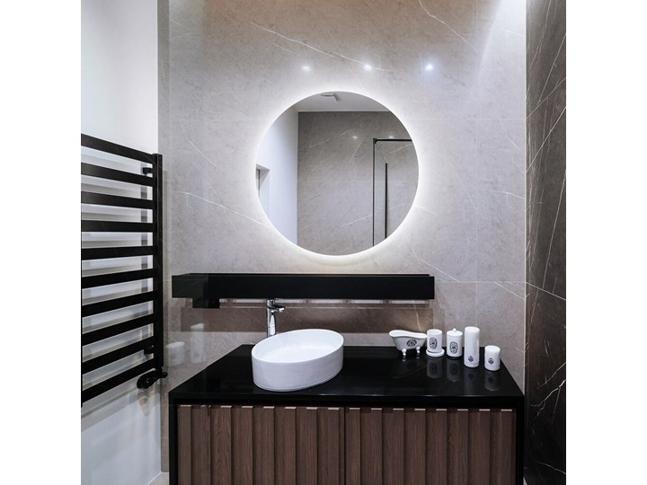 Lustro okrągłe do łazienki z podświetleniem LED fi 50 cm Styl Nowoczesny Styl Tradycyjny