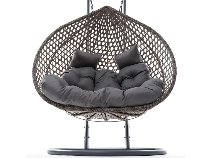 Fotel wiszący ogrodowy 2 osobowy SC-028 szary /OUTLET Metal Wiszące Stal Rattan Technorattan Styl Nowoczesny
