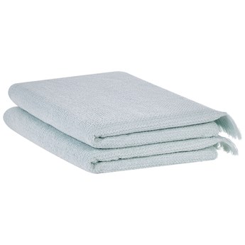 Beliani Komplet 2 ręczników łazienkowych miętowy bawełna frotte z frędzlami do kąpieli