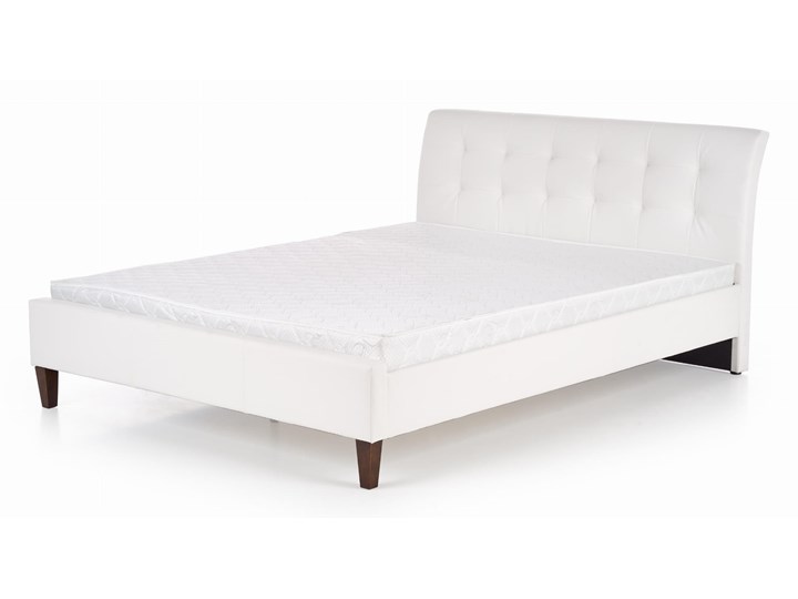 Łóżko SAMARA 160 białe Łóżko pikowane Skóra naturalna Drewno Ekoskóra Kolor Biały