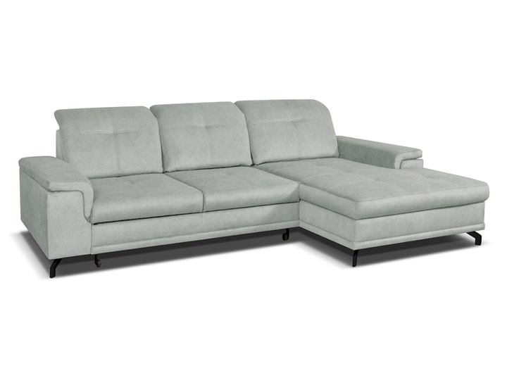 SELSEY Narożnik z funkcją spania Berberati L-kształtny jasno szary nogi czarne velvet hydrofobowy z pojemnikiem prawostronny Prawostronne Szerokość 270 cm Głębokość 170 cm Funkcje Z regulowanymi zagłówkami Rozkładanie Rozkładany