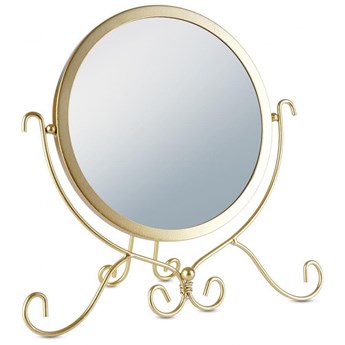 Lusterko lustro kosmetyczne do makijażu stojące metalowe złote 28x26 cm kod: O-569563