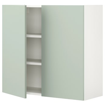 IKEA ENHET Szafka wisząca 2 półki/drzwiczki, biały/blady szaro-zielony, 80x32x75 cm
