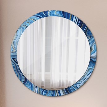 Lustro z nadrukiem dekoracyjne okrągłe Błękitne marmurkowanie fi 100 cm