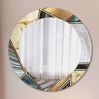 Lustro z nadrukiem dekoracyjne okrągłe Marmur agat i złoto fi 60 cm