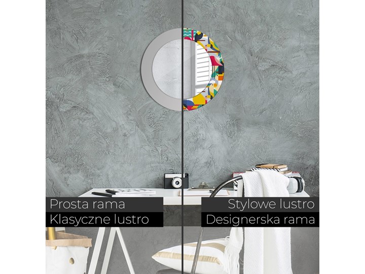 Lustro dekoracyjne okrągłe Geometryczne tropikalne ptaki fi 50 cm Ścienne Kategoria Lustra