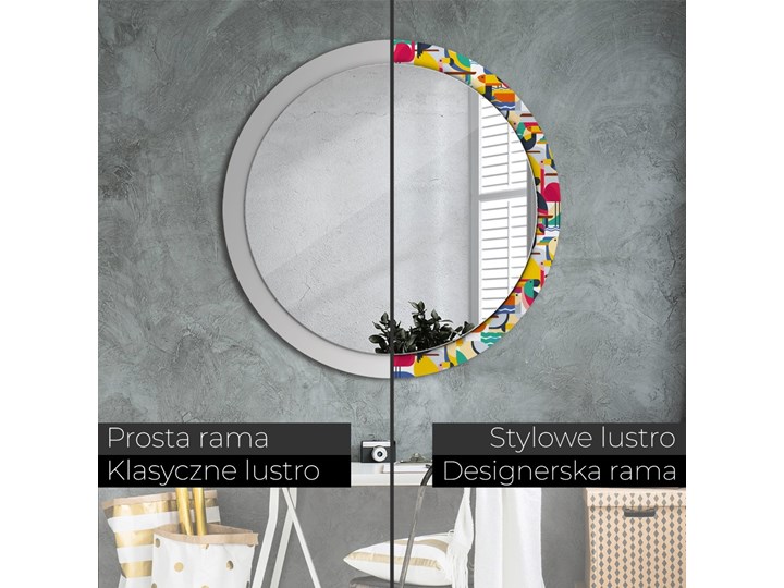 Lustro dekoracyjne okrągłe Geometryczne tropikalne ptaki fi 100 cm Ścienne Kategoria Lustra