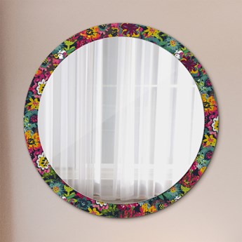 Lustro dekoracyjne okrągłe Ręcznie malowane kwiaty fi 100 cm