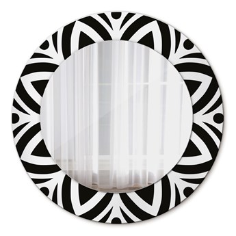 Lustro dekoracyjne okrągłe Czarny geometryczny ornament fi 50 cm