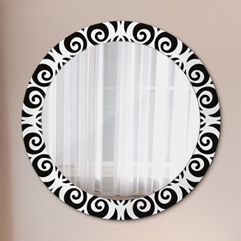 Lustro dekoracyjne okrągłe Czarny geometryczny ornament fi 70 cm