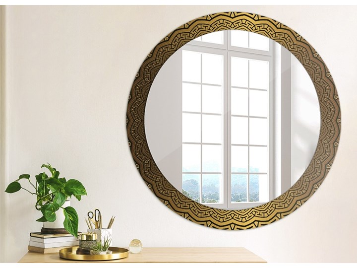 Lustro dekoracyjne okrągłe Grecki ornament fi 80 cm Ścienne Styl Nowoczesny Pomieszczenie Sypialnia