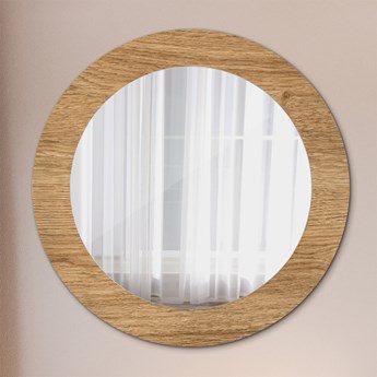 Lustro dekoracyjne okrągłe Tekstura drewna fi 60 cm