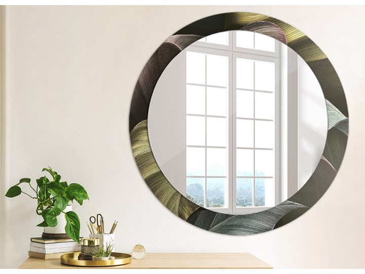 Lustro dekoracyjne okrągłe Ciemne tropikalne liście fi 80 cm Ścienne Pomieszczenie Sypialnia