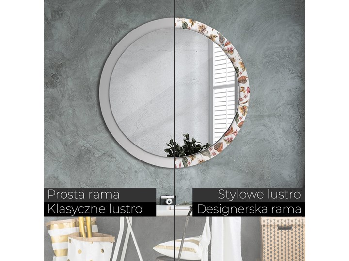 Lustro z nadrukiem dekoracyjne okrągłe Vintage kwiaty fi 100 cm Ścienne Pomieszczenie Sypialnia